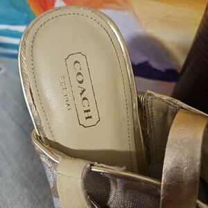 Vintage Coach Gold Wedge Sandals